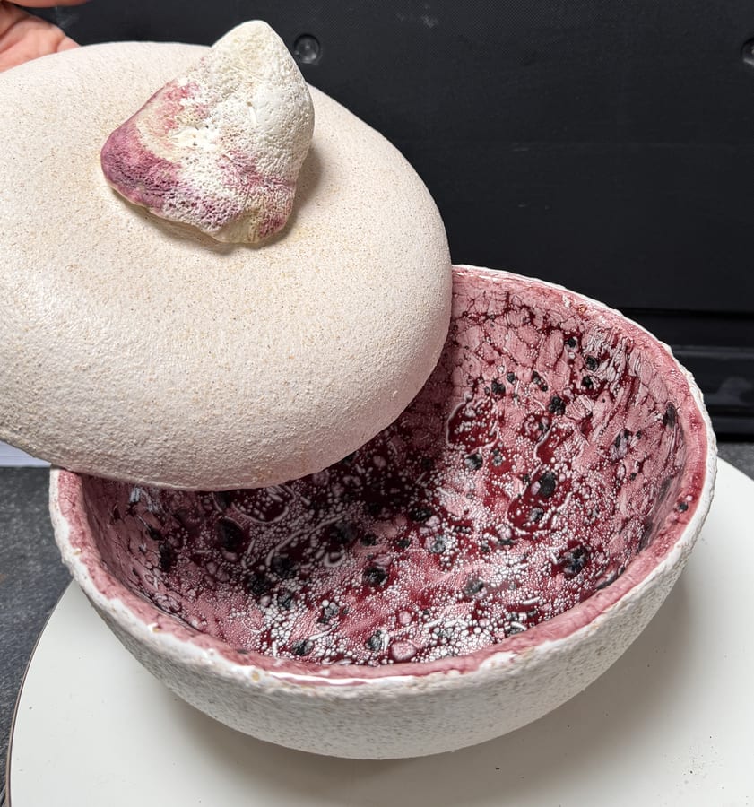 Keramiek "Ronde Pot met Deksel en Schelp (binnenzijde)" door Marianne — Kunstcollectief Zaalberg
