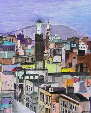 Schilderij "Meknes bij Avond" door Marianne — Kunstcollectief Zaalberg