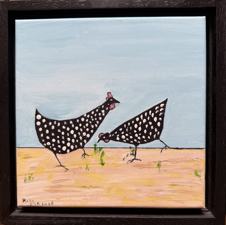 Schilderij "Parelhoentjes" door Marianne — Kunstcollectief Zaalberg