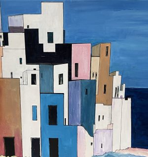 Schilderij "Stad aan Zee" door Marianne — Kunstcollectief Zaalberg