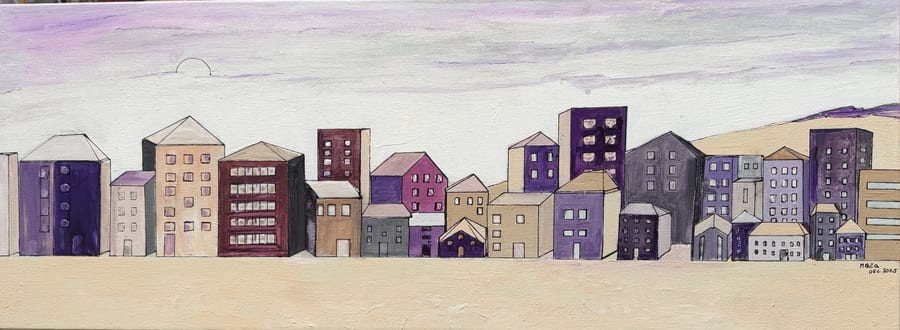 Schilderij "Zandstad" door Marianne — Kunstcollectief Zaalberg