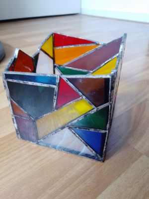 Tiffany-glaswerk "Vierkant Theelicht" door Pieter — Kunstcollectief Zaalberg